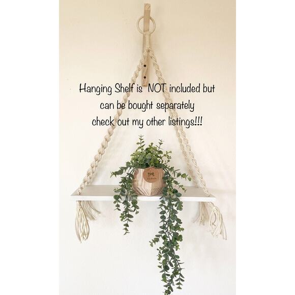 Set of 2 - Hanging Faux Bamboo and Eucalyptus Plant in Handmade Wood Pot - Picture 5 of 5